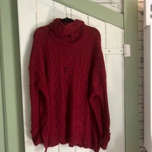 Free People distressed tunic turtleneck sweater